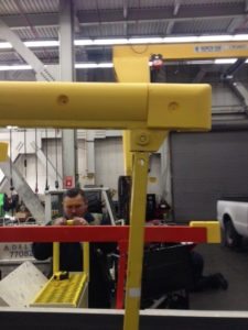 Man working on Mantec safety bumpers